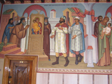 Фрагменты фрески, повествующие о истории иконы Пресвятой Богородицы (Киккская)